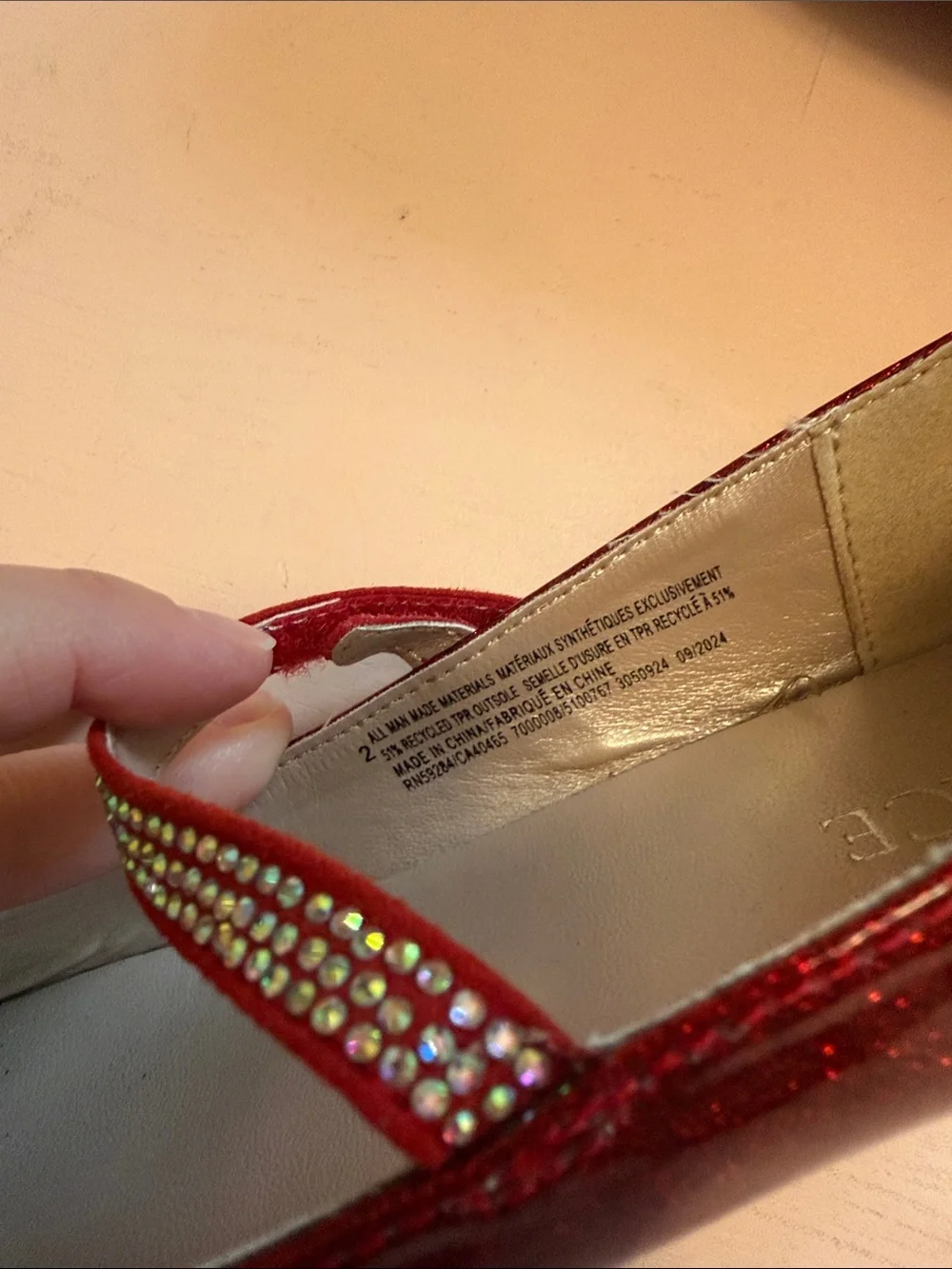 The Children's Place Red Glitter Mary Jane with Rhinestone Strap